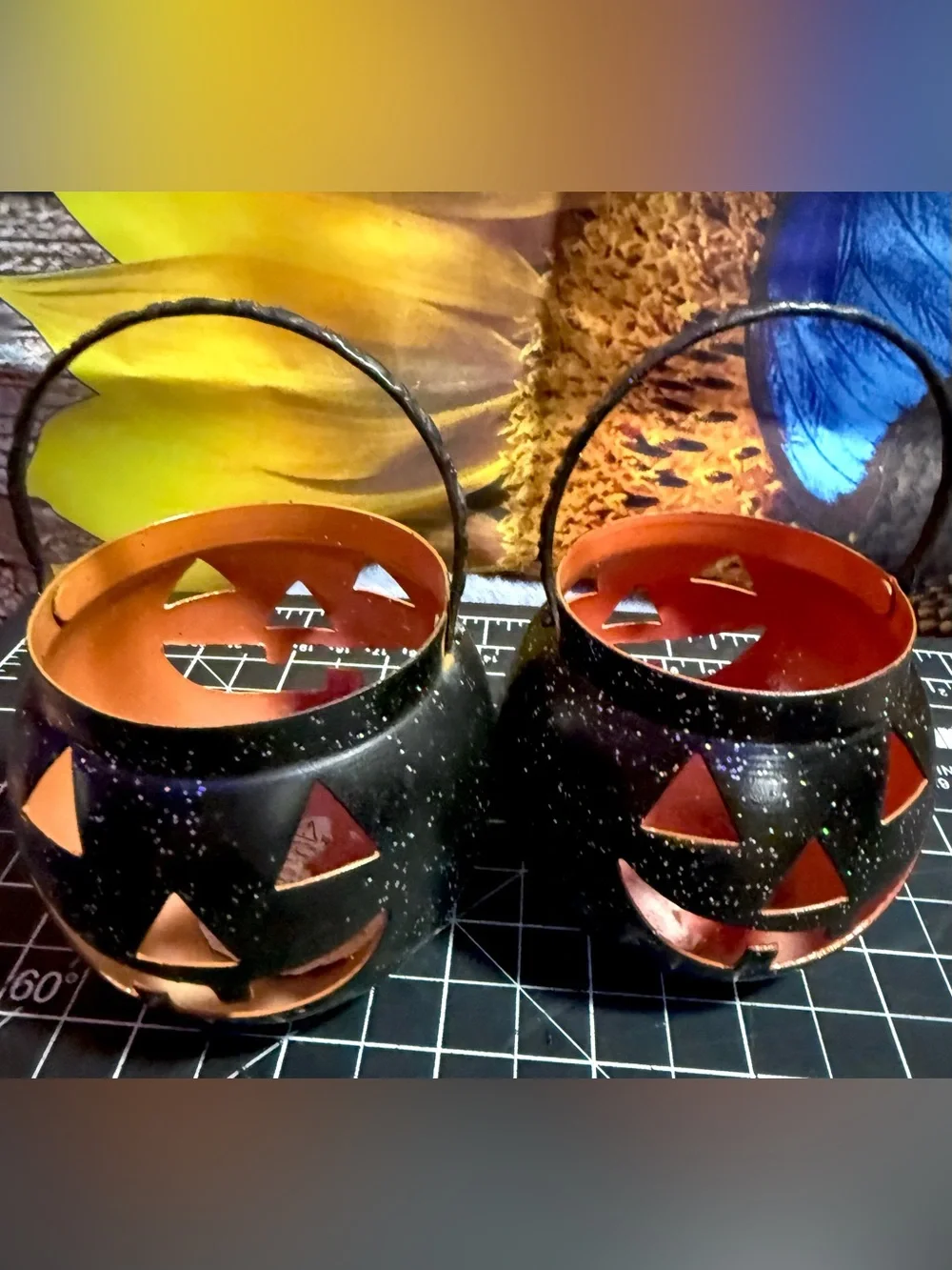 Vintage Hosley Metal Pumpkin Tea Light Holders - Halloween Decor🎃